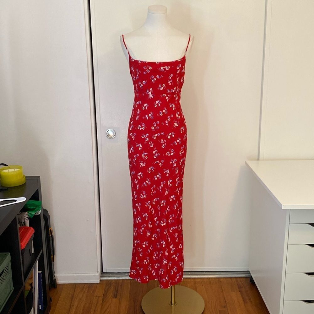 Flynn Skye Jackie Ciao For Now Red Floral Slip Dress Size XS - Picture 2 of 16